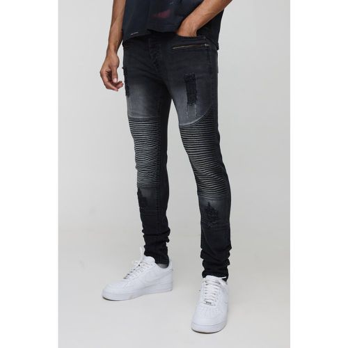 Jean skinny zippé délavé - 28R - Boohooman - Modalova