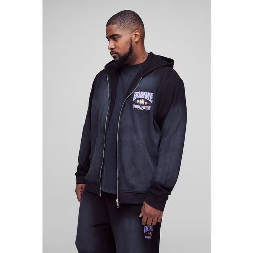 Grande taille - Sweat à capuche délavé à imprimé graffiti - XXXL - Boohooman - Modalova