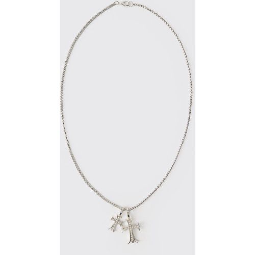 Collier à double croix - ONE SIZE - Boohooman - Modalova