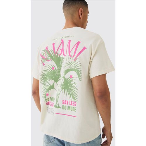 T-shirt oversize délavé à slogan Miami - S - Boohooman - Modalova