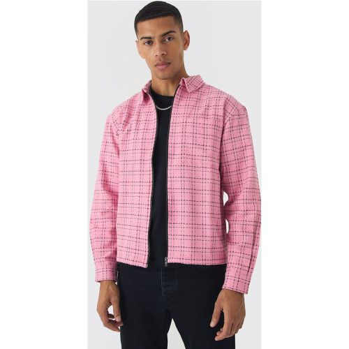 Surchemise oversize zippée à carreaux - S - Boohooman - Modalova