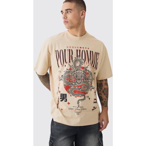 T-shirt oversize délavé à imprimé dragon - XS - Boohooman - Modalova