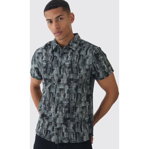 Chemise texturée à manches courtes et motif jacquard - S - Boohooman - Modalova