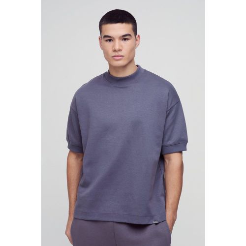 T-shirt oversize côtelé à col montant - MAN - M - Boohooman - Modalova