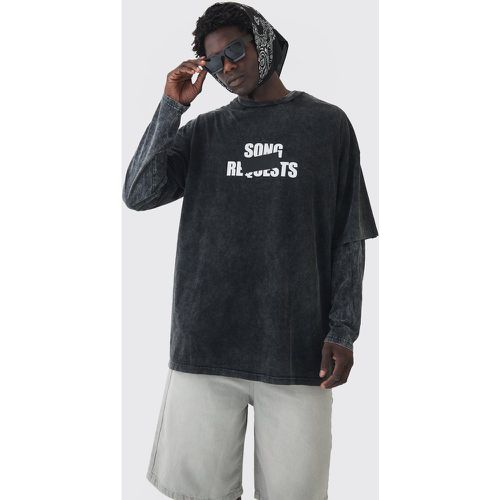 T-shirt oversize délavé imprimé - L - Boohooman - Modalova