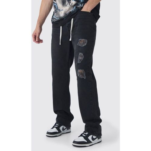 Tall - Jean large déchiré à cordon de serrage - 30 - Boohooman - Modalova