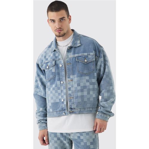 Tall - Veste en jean à carreaux homme - S - Boohooman - Modalova