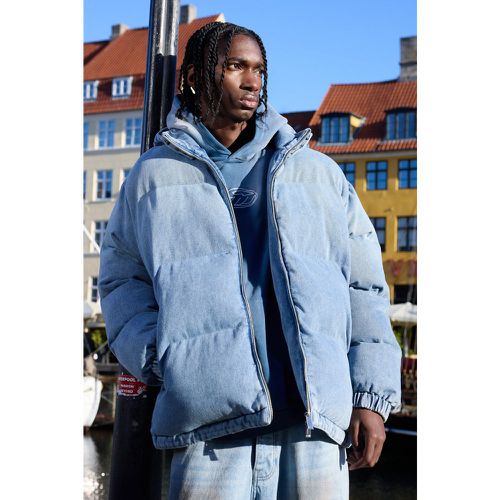 Doudoune oversize à col montant en jean - S - Boohooman - Modalova