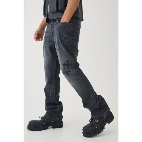 Jean slim flare à broderies croisées - 36R - Boohooman - Modalova