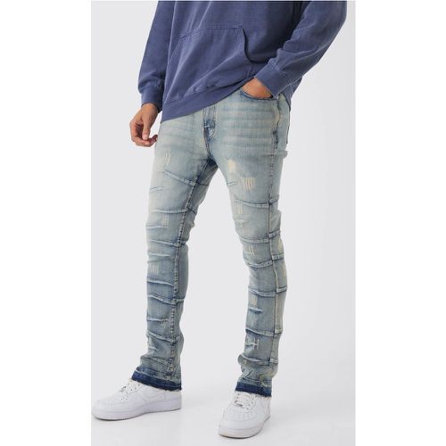 Jean flare skinny délavé à détails pincés - 34R - Boohooman - Modalova