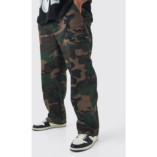 Grande taille - Pantalon cargo à taille fixe et imprimé camouflage - 38 - Boohooman - Modalova