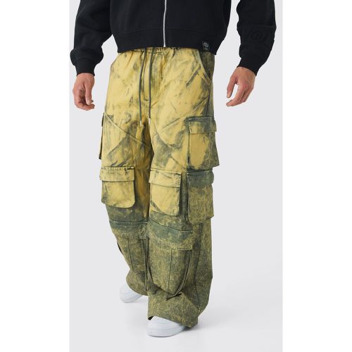 Pantalon cargo large délavé à taille élastiquée - 28 - Boohooman - Modalova