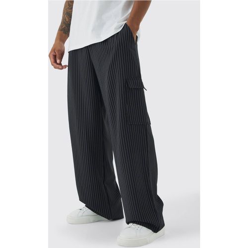 Pantalon cargo baggy à rayures fines - S - Boohooman - Modalova