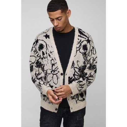 Cardigan oversize en maille brossée - S - Boohooman - Modalova