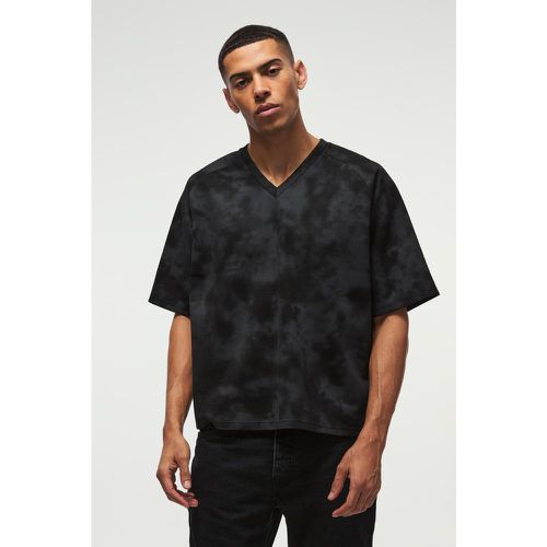 T-shirt oversize épais à col V en faux daim - L - Boohooman - Modalova