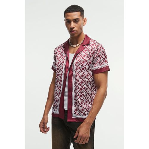 Chemise oversize satinée à monogramme - M - Boohooman - Modalova
