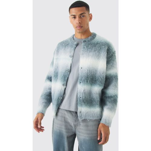 Bomber oversize rayé en maille brossée homme - S - Boohooman - Modalova