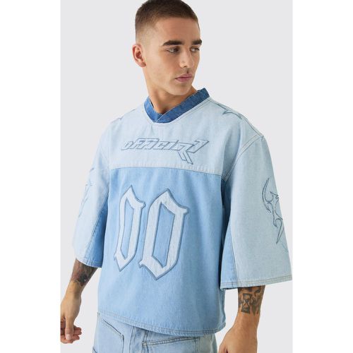 T-shirt oversize en jean à broderie - S - Boohooman - Modalova