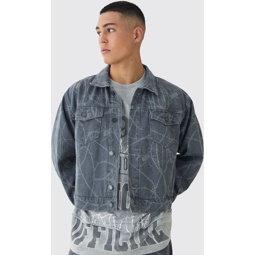 Veste oversize en jean imprimé - S - Boohooman - Modalova