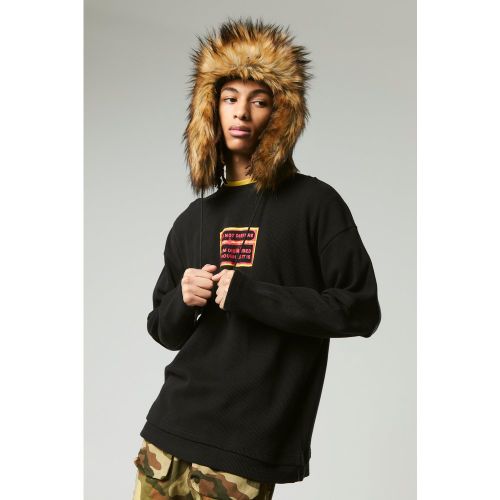 Top oversize à manches longues et slogan - L - Boohooman - Modalova