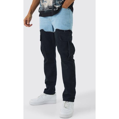 Jean cargo slim bicolore homme - 28R - Boohooman - Modalova