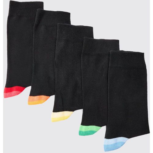 Lot de 5 paires de chaussettes à détails contrastants - ONE SIZE - Boohooman - Modalova