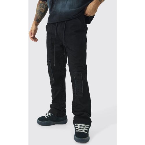 Pantalon flare en twill à taille fixe - 28 - Boohooman - Modalova