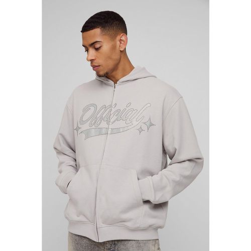 Sweat à capuche oversize zippé à strass - Official - M - Boohooman - Modalova