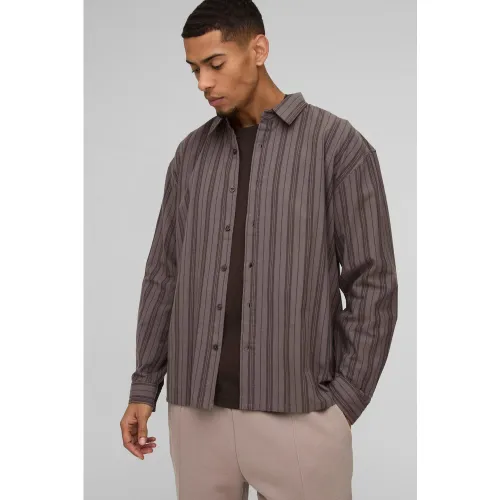 Chemise rayée oversize à manches longues - S - Boohooman - Modalova