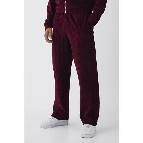 Jogging droit plissé en velours - S - Boohooman - Modalova