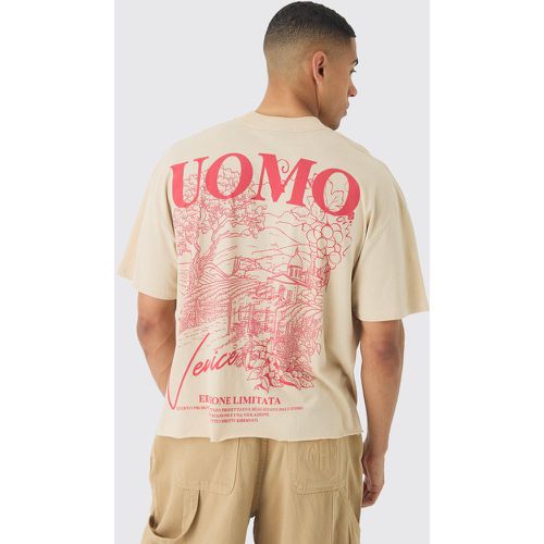 T-shirt oversize à col montant et imprimé paysage - S - Boohooman - Modalova