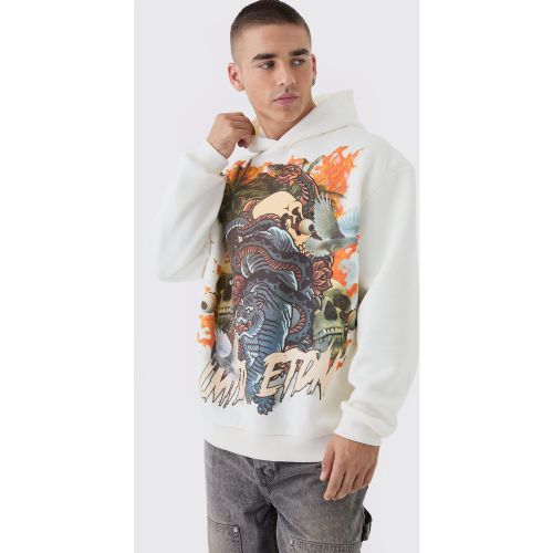 Sweat à capuche oversize à imprimé tatouage - L - Boohooman - Modalova