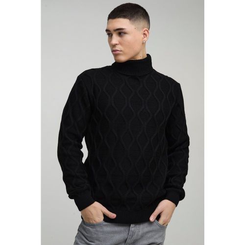 Pull en maille torsadée à col roulé - S - Boohooman - Modalova