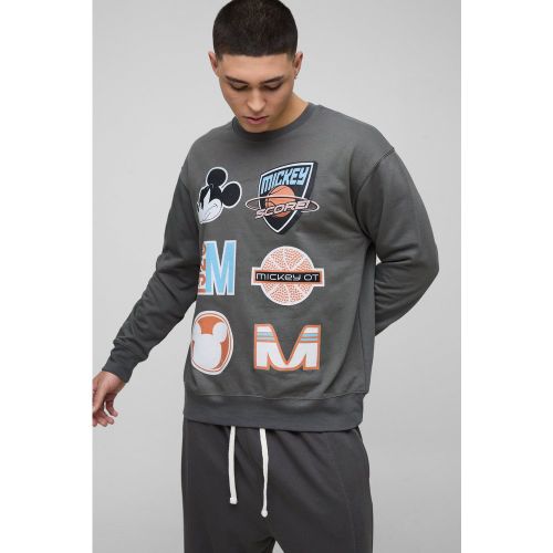 Sweat oversize universitaire à imprimé Mickey - S - Boohooman - Modalova