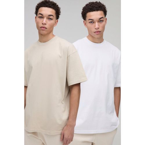 Lot de 2 t-shirts oversize épais à col ras du cou - S - Boohooman - Modalova