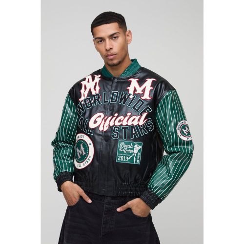 Veste universitaire oversize à manches rayées homme - S - Boohooman - Modalova