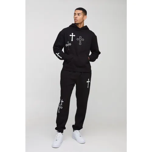 Survêtement oversize à imprimé croisé - S - Boohooman - Modalova