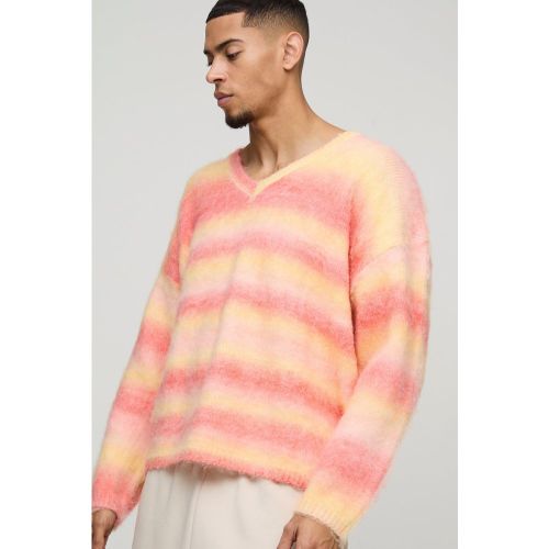 Pull oversize à col V et rayures - L - Boohooman - Modalova