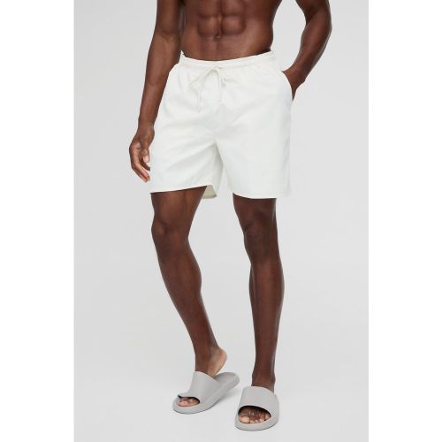 Short de bain mi-long en écru - S - Boohooman - Modalova
