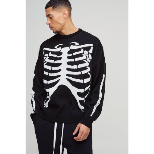 Pull oversize à épaules dénudées et imprimé squelette - S - Boohooman - Modalova