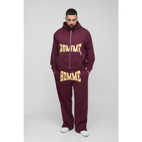 Grande taille - Survêtement oversize avec sweat à capuche zippé et fente - XXXL - Boohooman - Modalova
