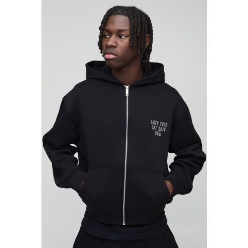 Sweat à capuche oversize zippé à broderie Worldwide homme - S - Boohooman - Modalova