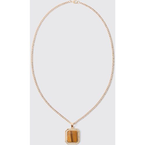 Collier doré à pendentif pierre fantaisie - ONE SIZE - Boohooman - Modalova