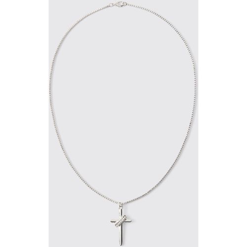 Collier à pendentif croix strassé - ONE SIZE - Boohooman - Modalova