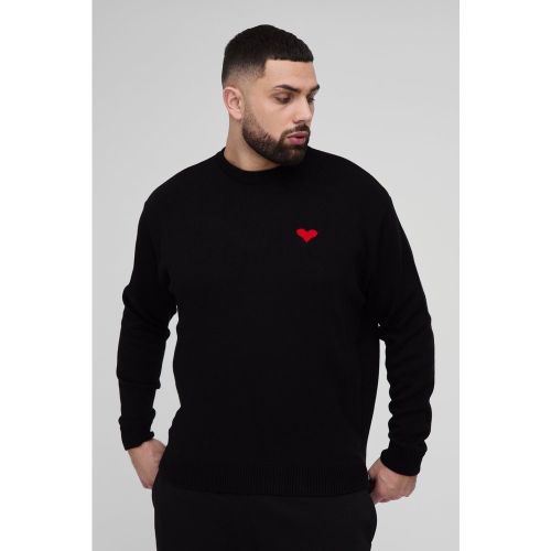 Grande taille - Pull oversize à imprimé cœur - 2XL - Boohooman - Modalova