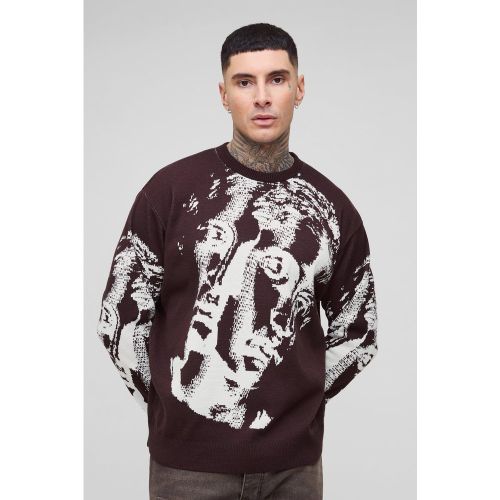 Tall - Pull oversize en maille à imprimé Renaissance - L - Boohooman - Modalova