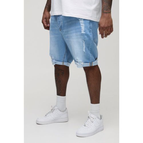 Grande taille - Short en jean stretch déchiré - 38 - Boohooman - Modalova