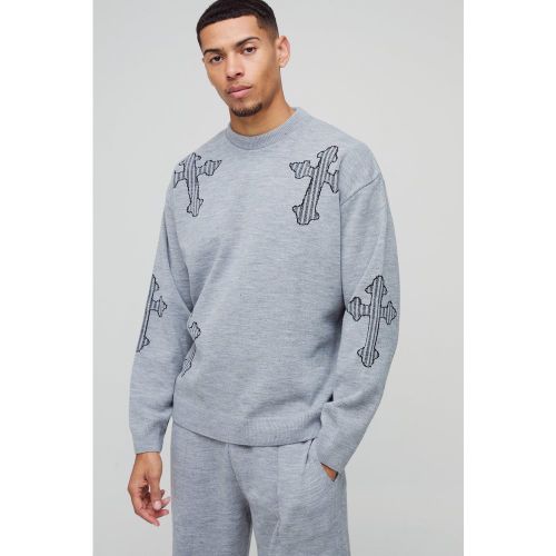 Pull oversize à bords bruts et croisés - S - Boohooman - Modalova