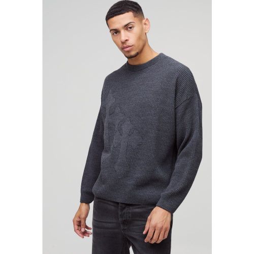 Pull large côtelé en maille croisée - S - Boohooman - Modalova