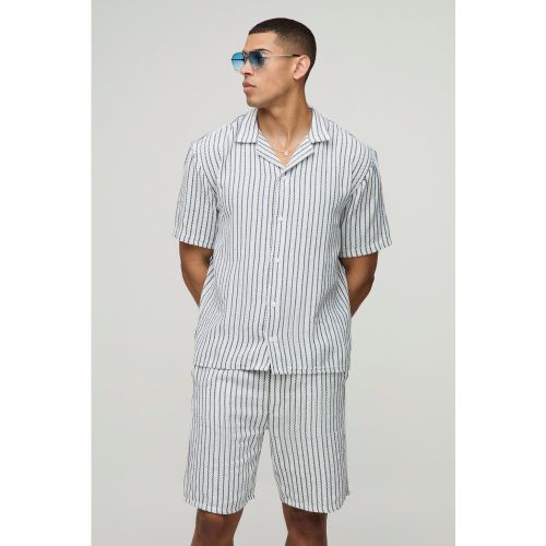 Chemise oversize texturée à rayures - S - Boohooman - Modalova
